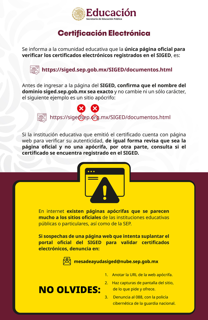 Avisos del Sistema de Gestión Documental SIGED