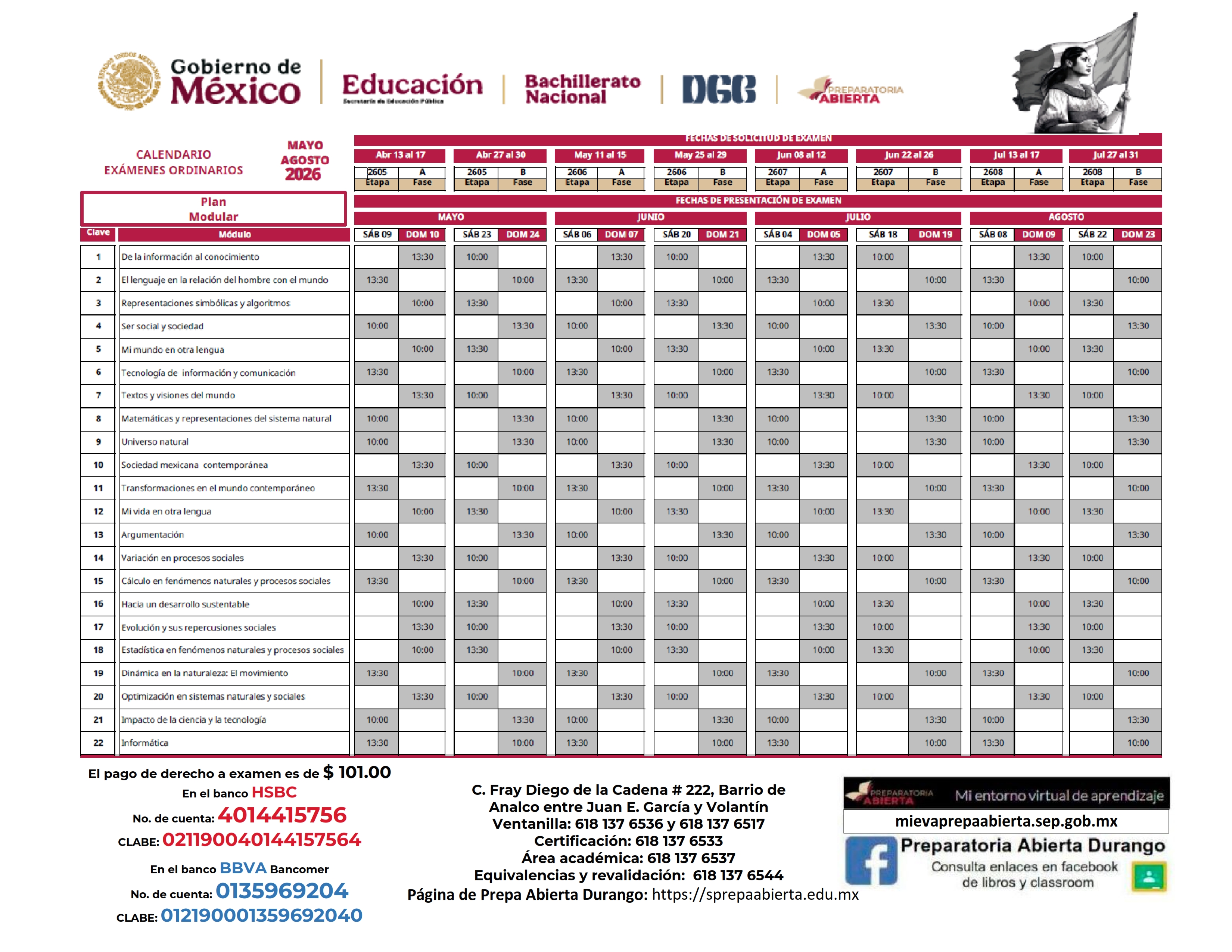 Calendario de exámanes
